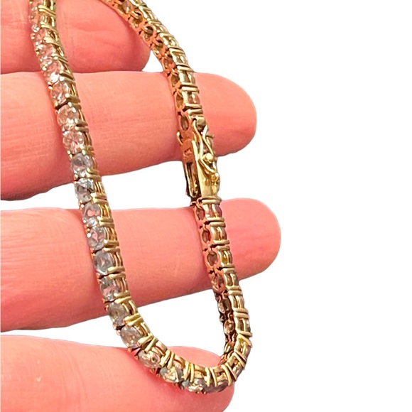 Lovely multi color crystal Simulated stone gold plt Sterling silver bracelet - Picture 3 of 8
